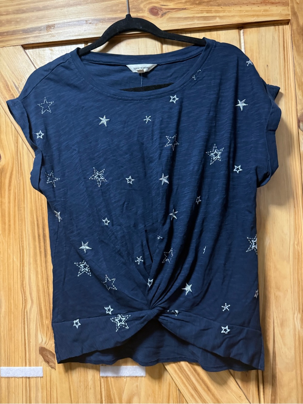 Lucky Brand Navy Star Twist-Front Short Sleeve Tee